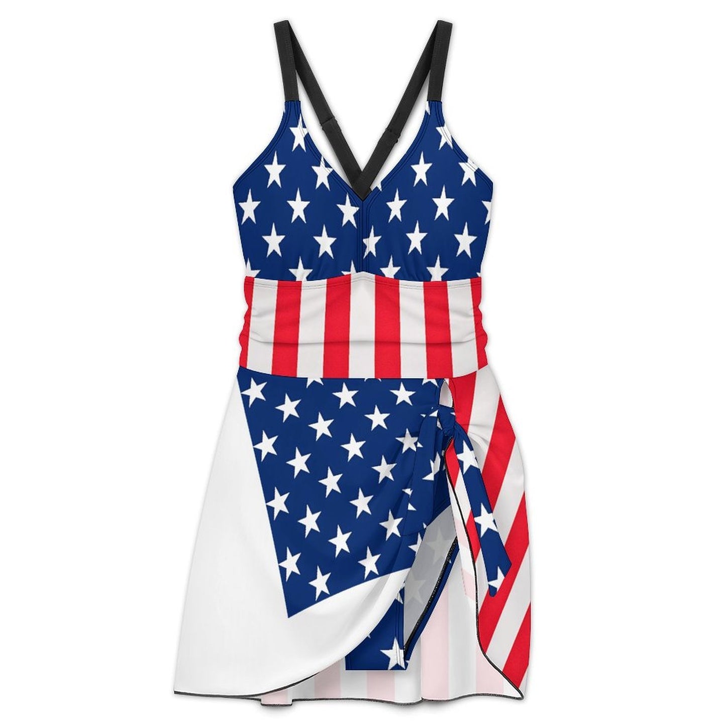 USA/American Flag Inspired Women's Hem Tie One-piece Swimsuit