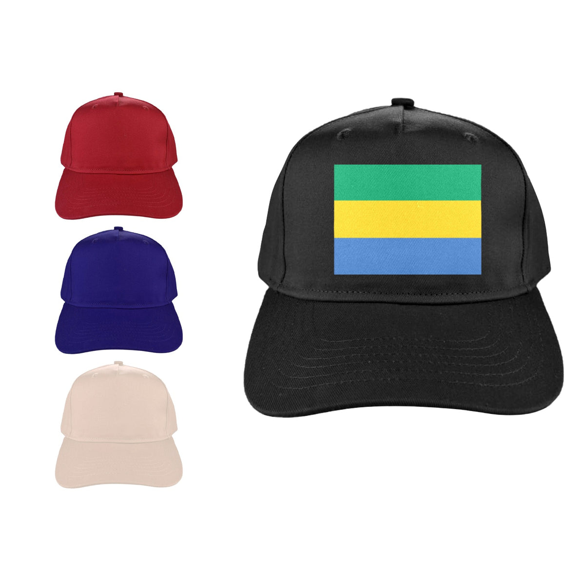 Gabon Flag Inspired Baseball Cap | Printed in the  USA