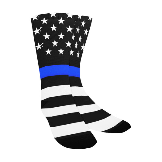 Thin Blue Line Flag Inspired Kid's Custom Socks (Made in the USA)