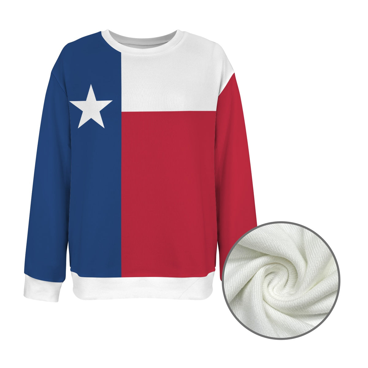 Texas Flag Inspired Women's Crew Neck Sweater Printed in the USA