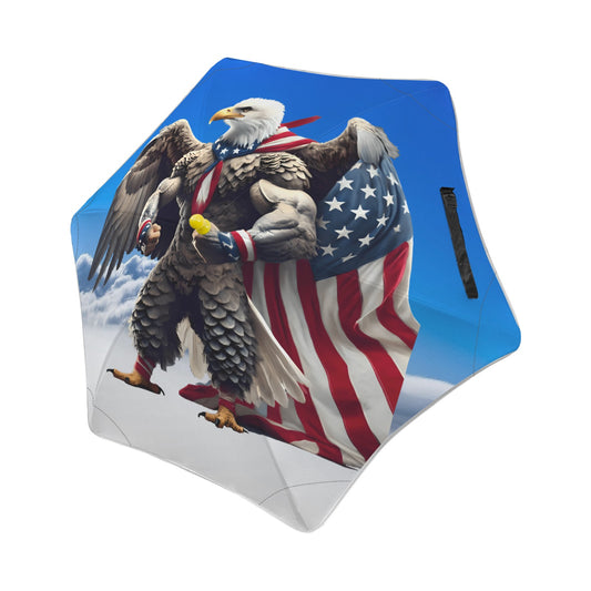 USA/American Flag Inspired Eagle with Cape Kids Safe Round Corner Umbrella