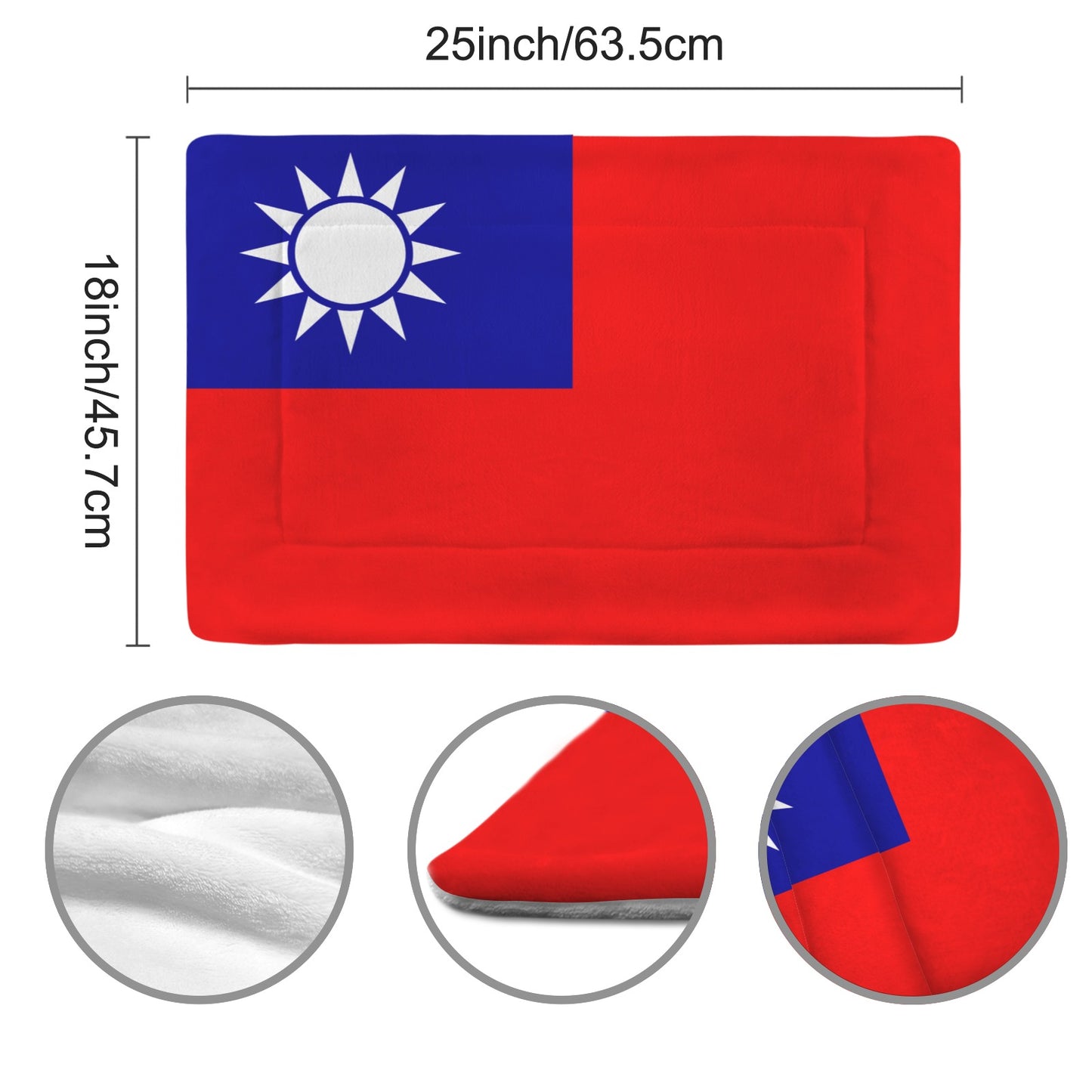 Taiwan Flag Inspired Pet Mat 25x18inch (Made in the USA)