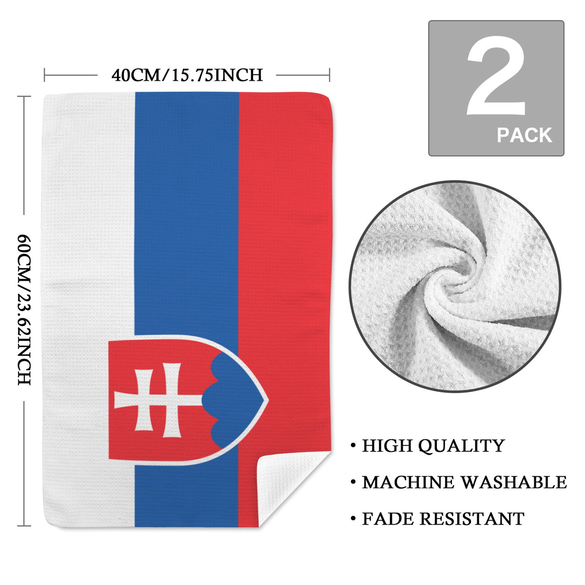 Slovakia Flag Inspired Kitchen Towel 40X60cm (Pack of 2) | Printed In the USA