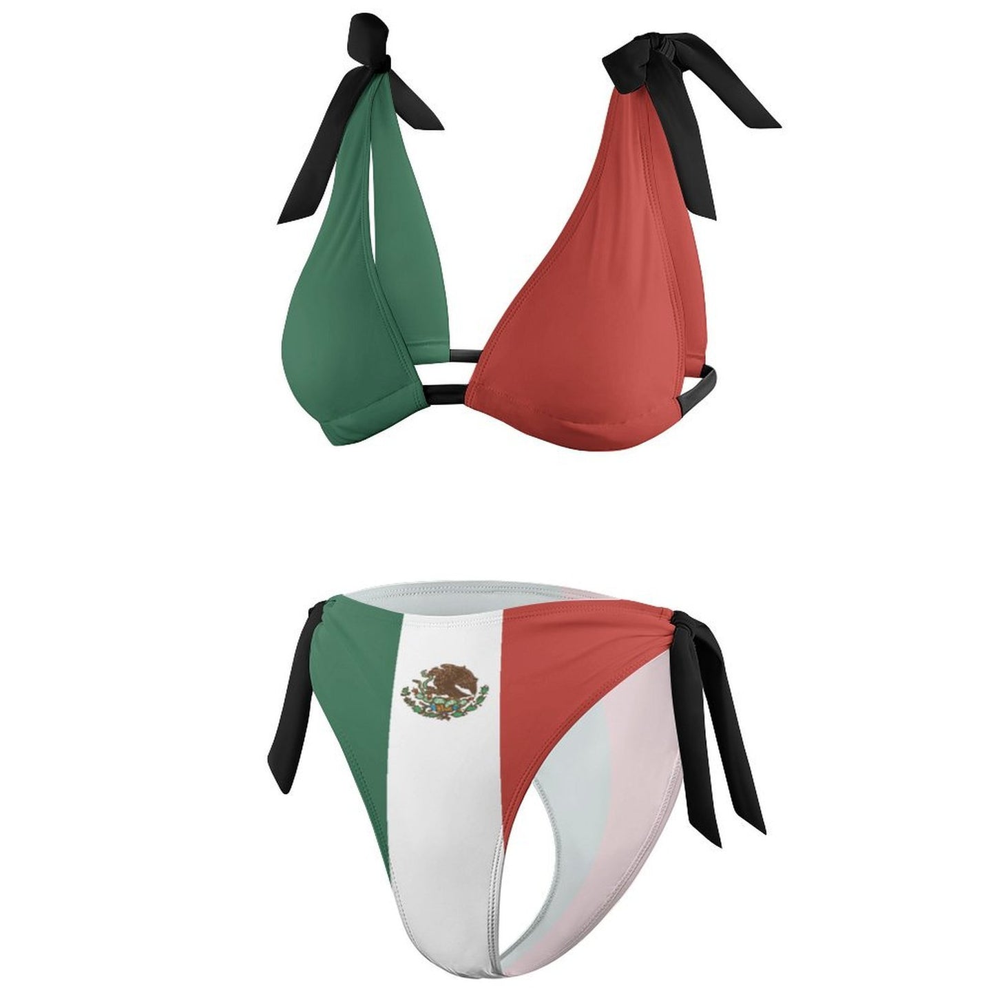 Mexico Flag Inspired Tie-Side High-Waist Bikini Set