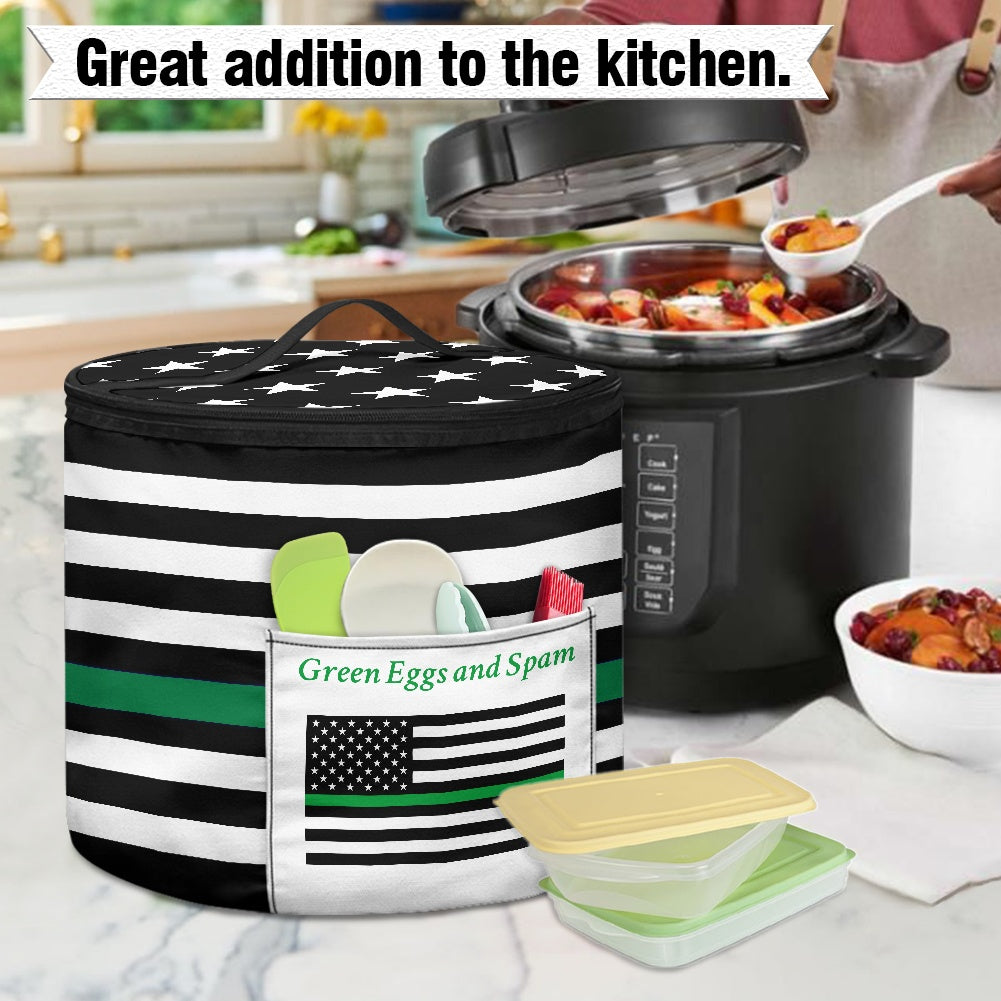 Thin Green Line Flag Inspired "Green Eggs and Spam" Electric Pressure Cooker Insulation Bag