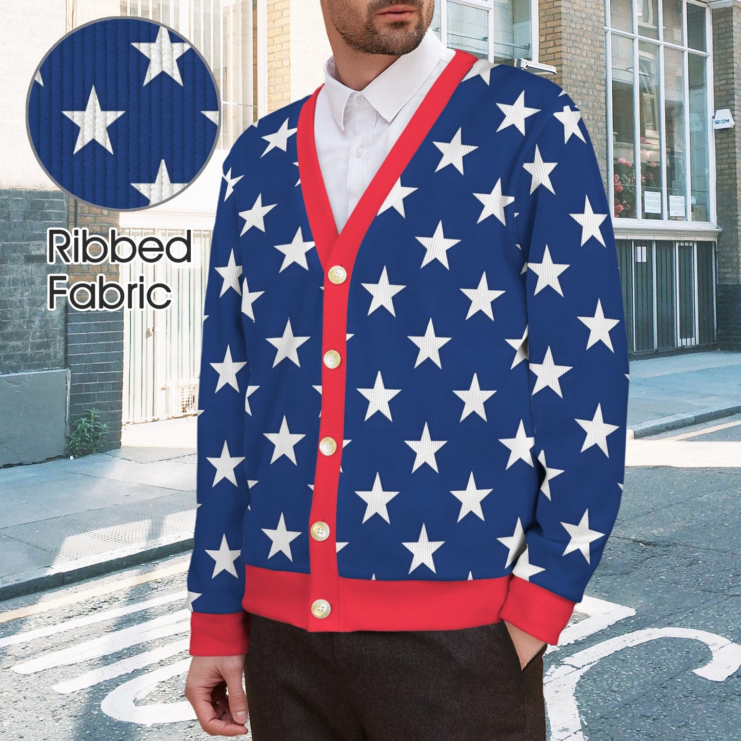 USA/American Flag Inspired Men's Cardigan