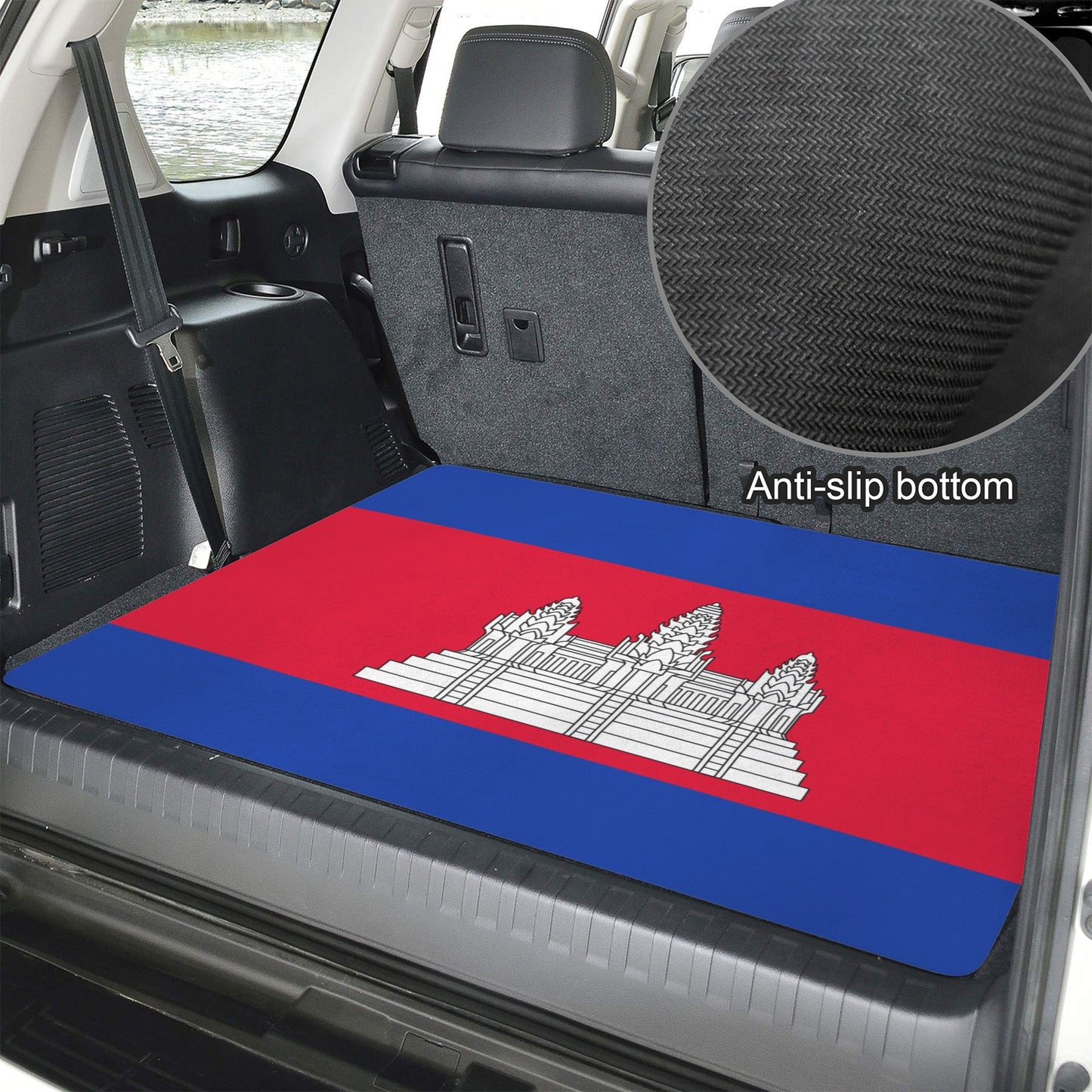 Cambodia Flag Inspired Car Trunk Mat 100 × 75 cm / 39.4 × 30 in Printed in the USA