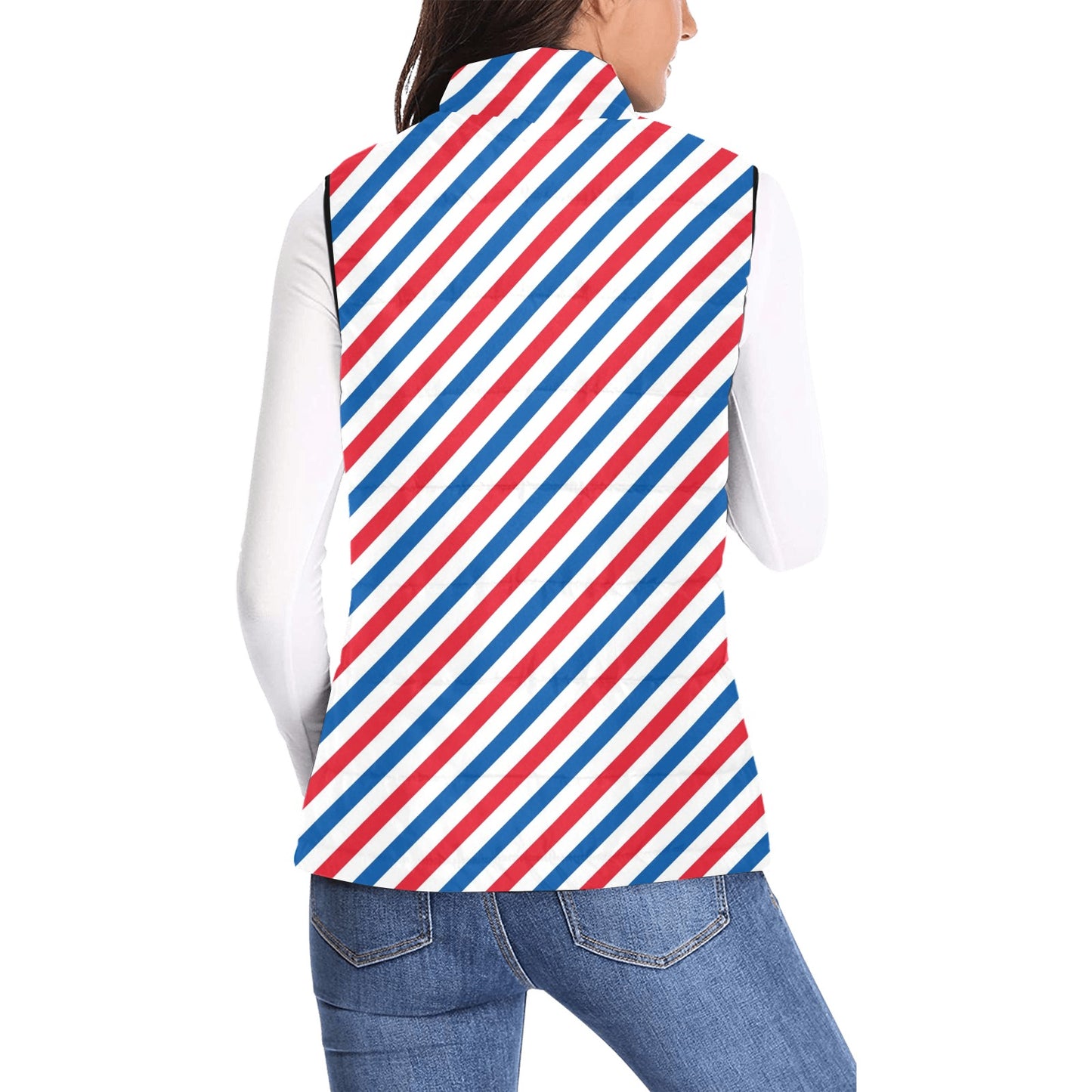 USA/American Flag Inspired Striped Pattern Women's Padded Vest
