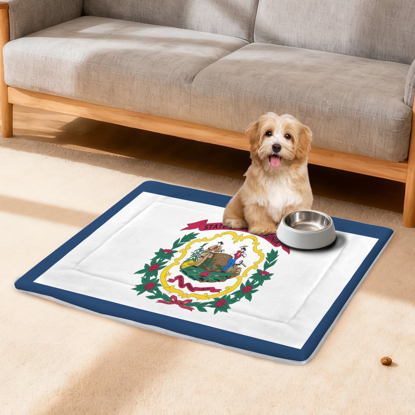 West Virginia Flag Inspired Pet Mat 25x18inch (Made in the USA)