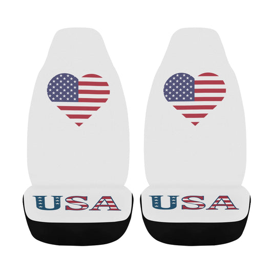 USA/American Flag Heart Car Seat Cover Airbag Compatible(Set of 2)