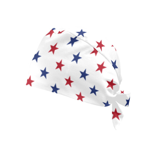 USA/American Flag Inspired Red & Blue Stars Pattern Scrub Cap | Ships from USA