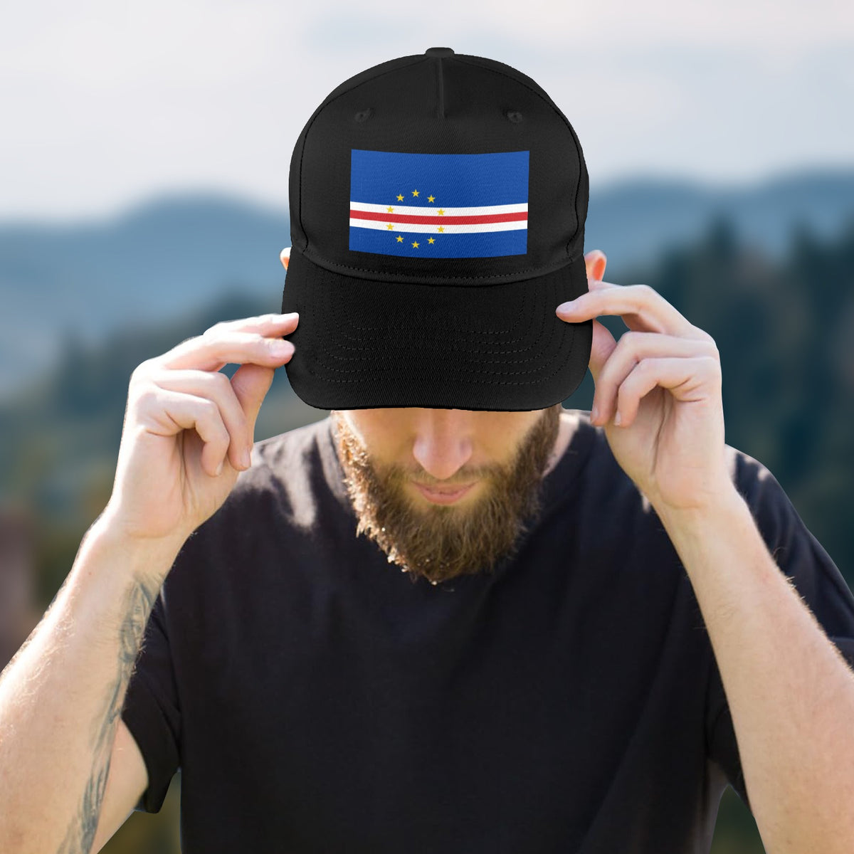 Cape Verde Flag Inspired Baseball Cap | Printed in the  USA