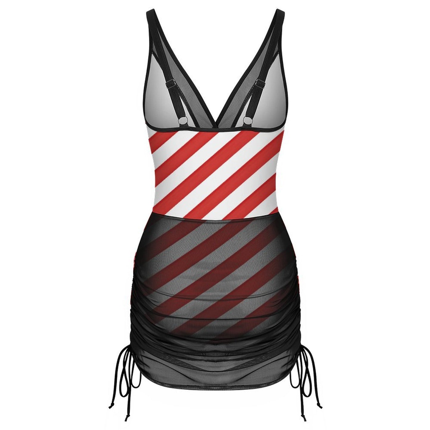 USA/American Flag Inspired Women's Mesh Plunge One-Piece Swimsuit