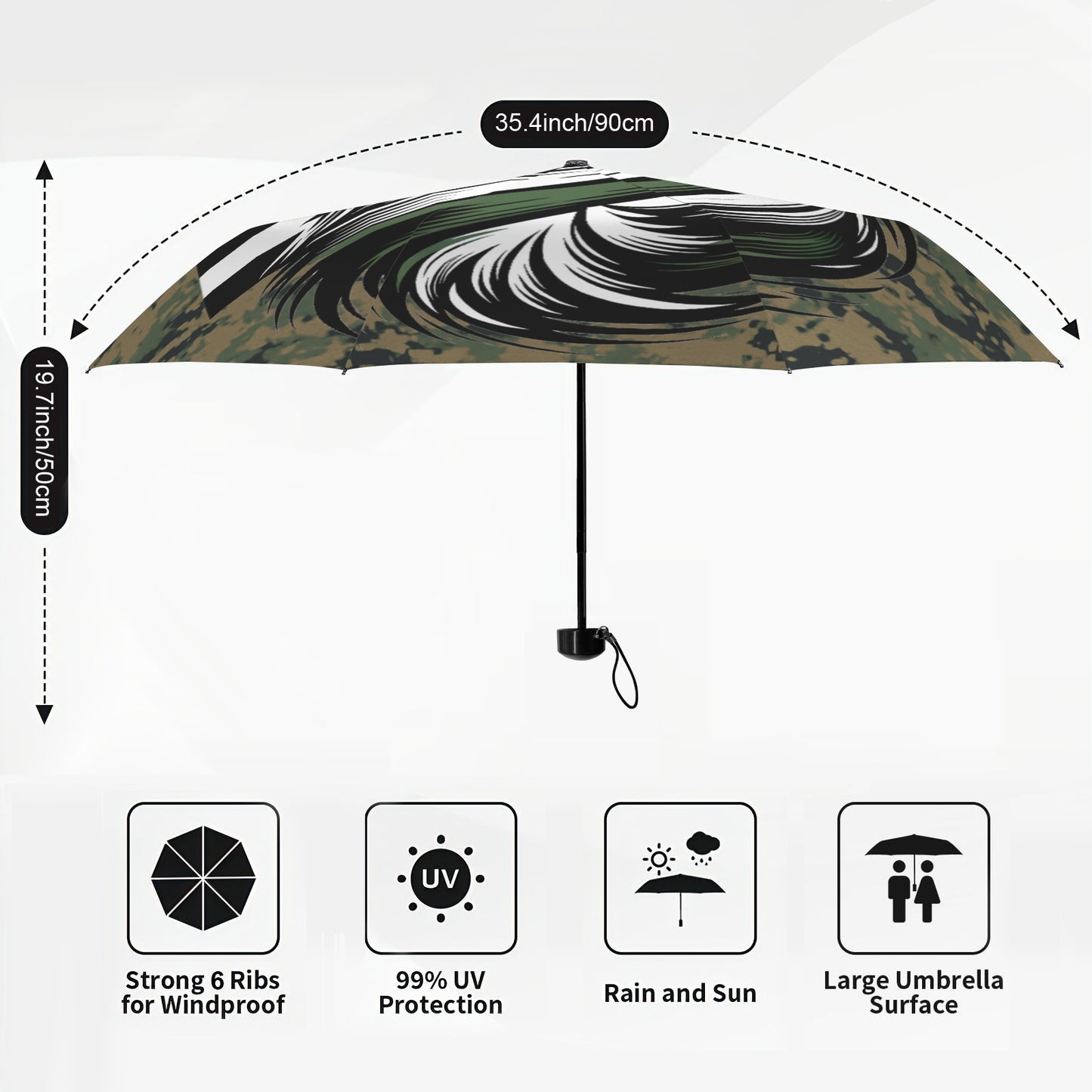 Thin Green Line Flag Inspired Eagle on Digital Camo Mini Compact Umbrella