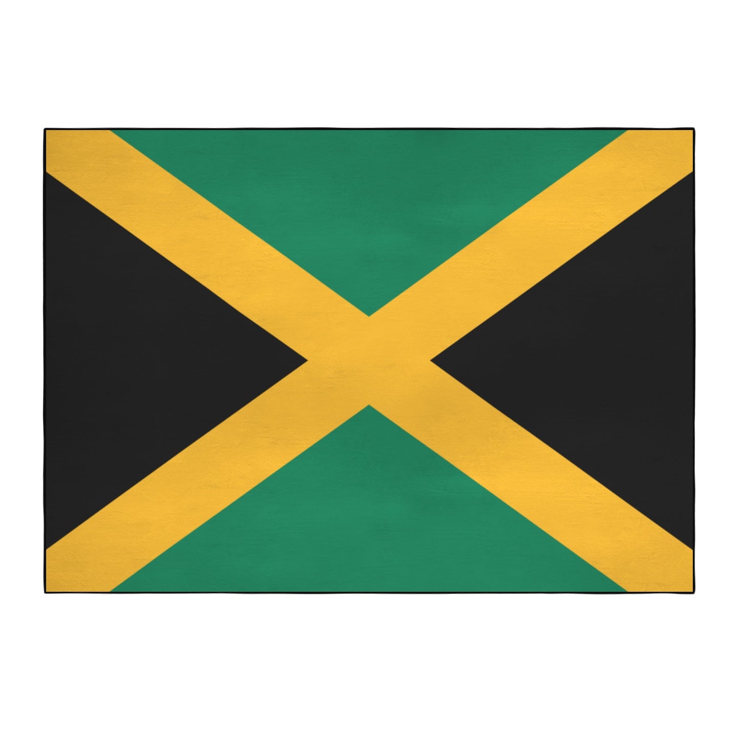 Jamaica Flag Inspired 84x60 Inch Area Rug with Black Binding (Made in the USA)
