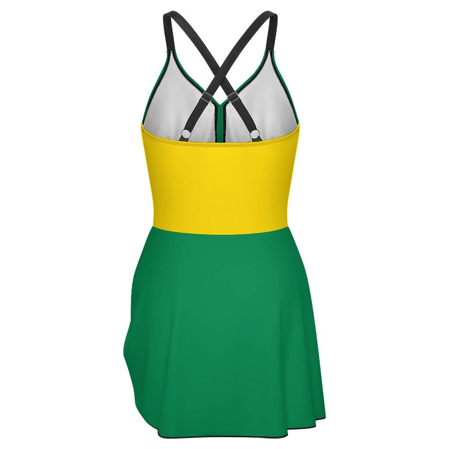 Brazil Flag Inspired Women's Hem Tie One-piece Swimsuit
