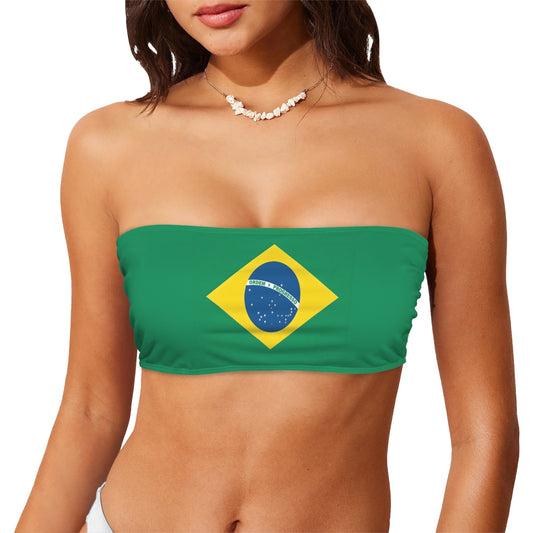 Brazil Flag Inspired Bandeau Tube Bikini Top
