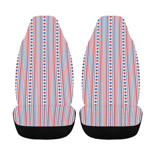 USA/American Flag Inspired Stars and Stripes Pattern Car Seat Cover Airbag Compatible(Set of 2)