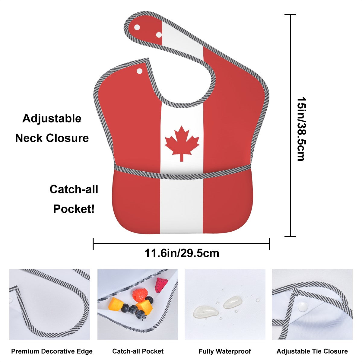 Canada Flag Inspired Baby Bib