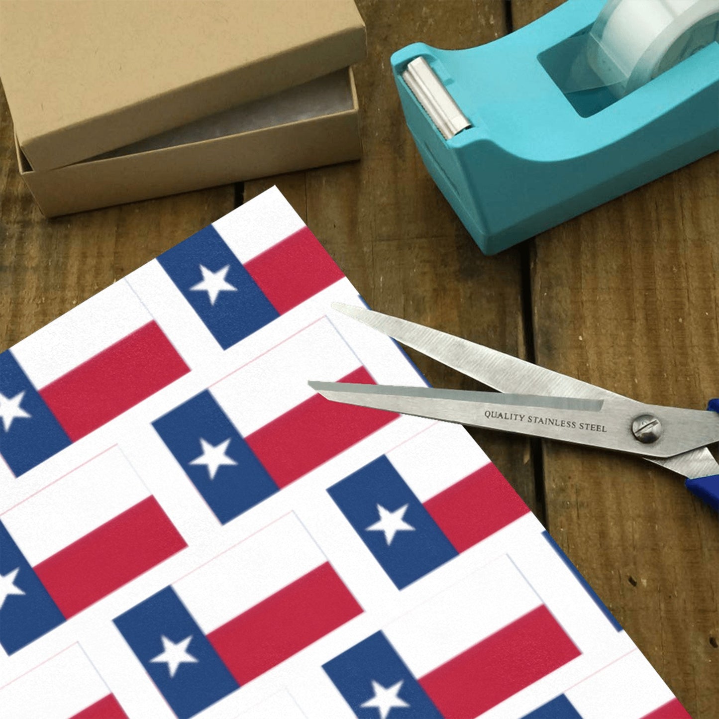 Texas Flag Inspired Pattern Custom Gift Wrapping Paper 58"x 22.5" (4 Rolls)