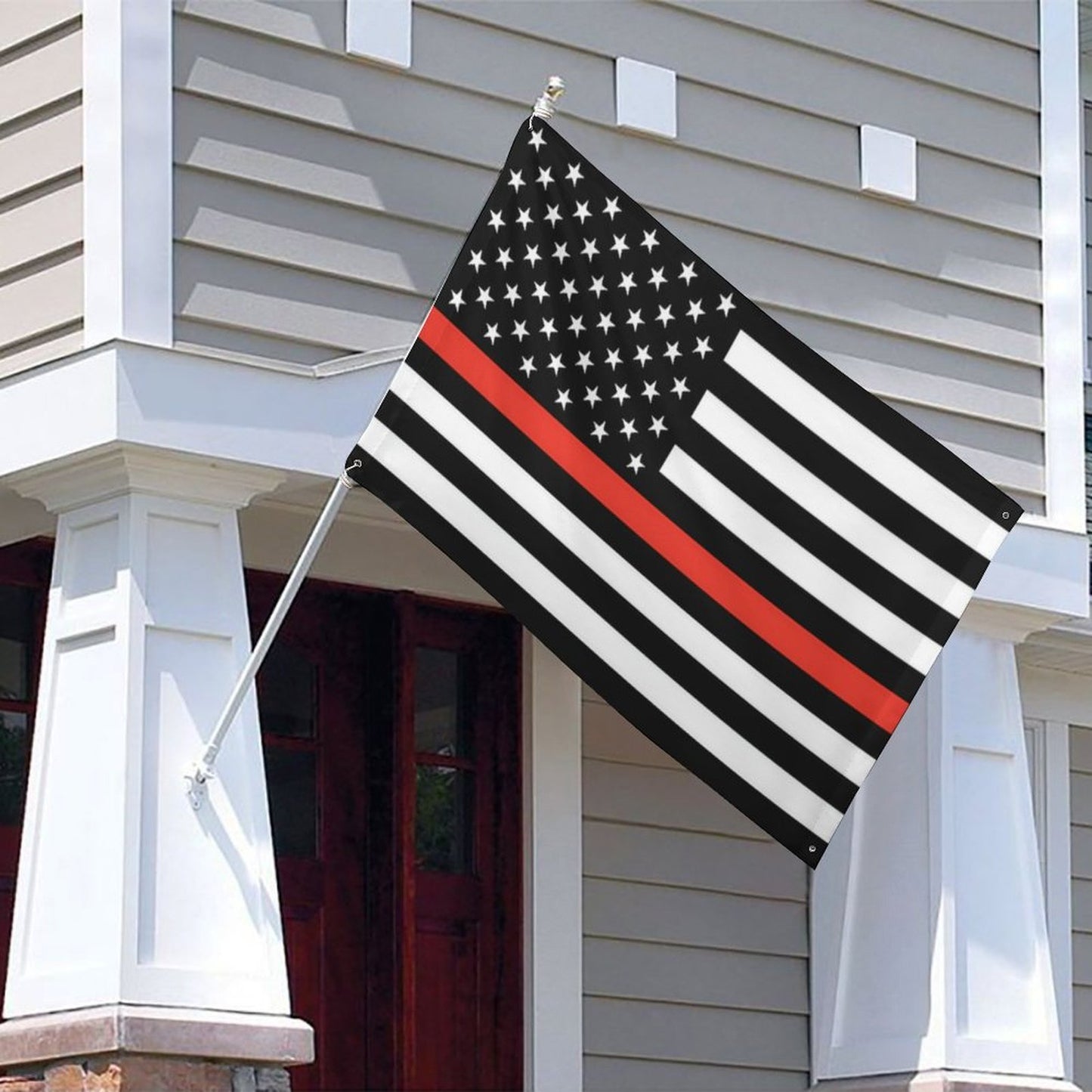 Thin Red Line Flag Inspired Wall Mount Flag with Four Grommets (35x59 in)