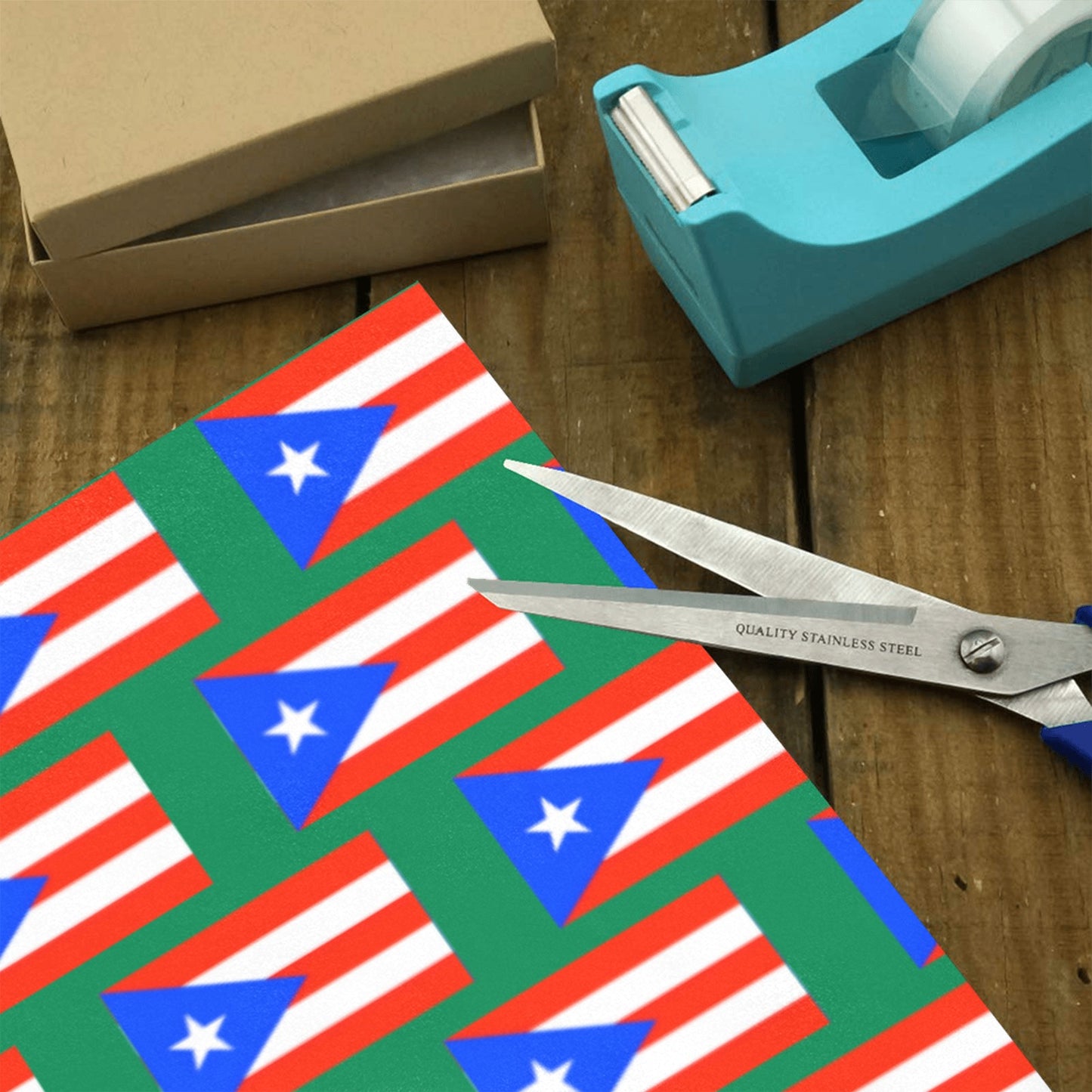 Puerto Rico Flag Custom Gift Wrapping Paper 58"x 22.5" (4 Rolls)