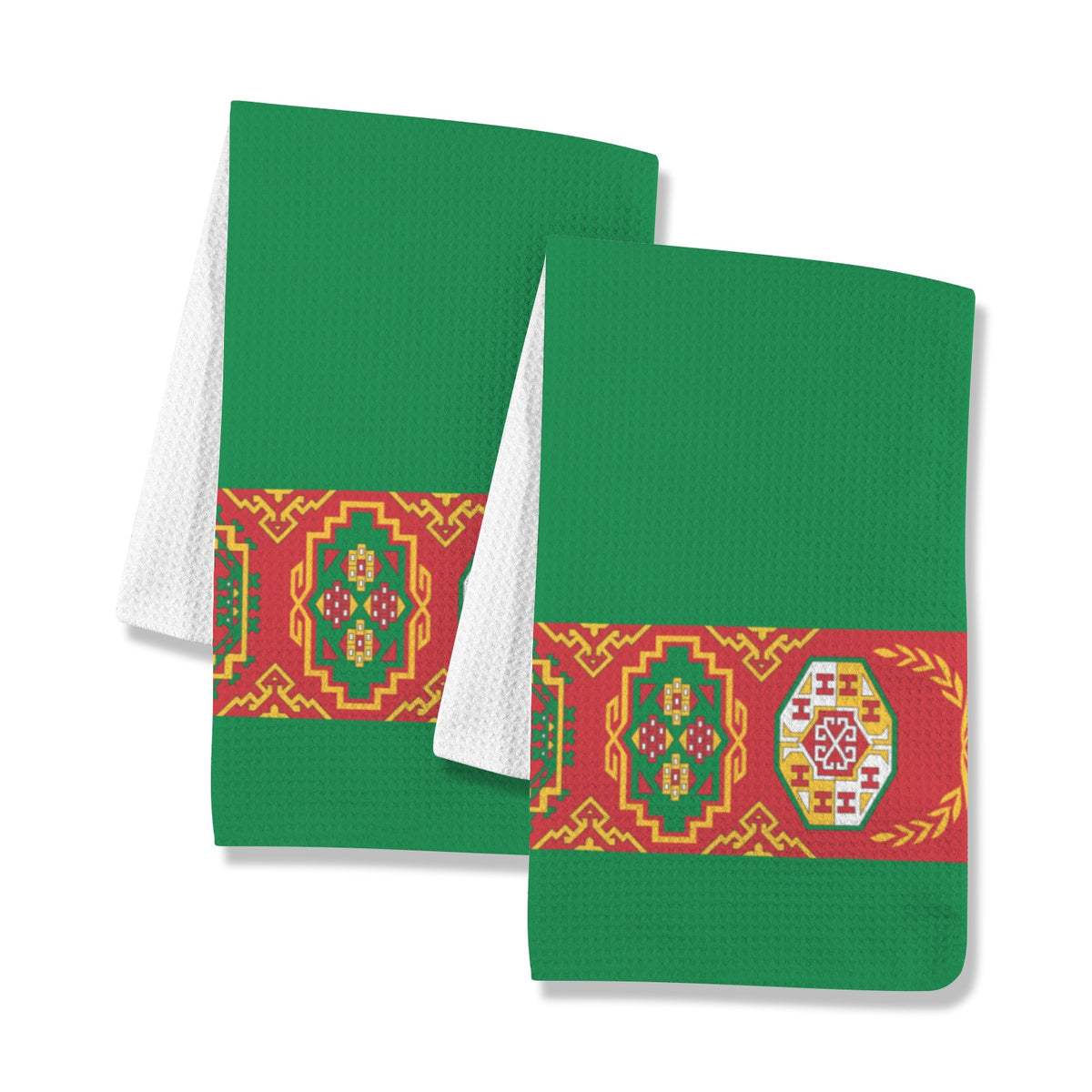 Turkmenistan Flag Inspired Kitchen Towel 40X60cm (Pack of 2) | Printed In the USA