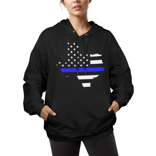 Thin Blue Line Flag Inspired Texas Women's Hoodie (Made in the USA)