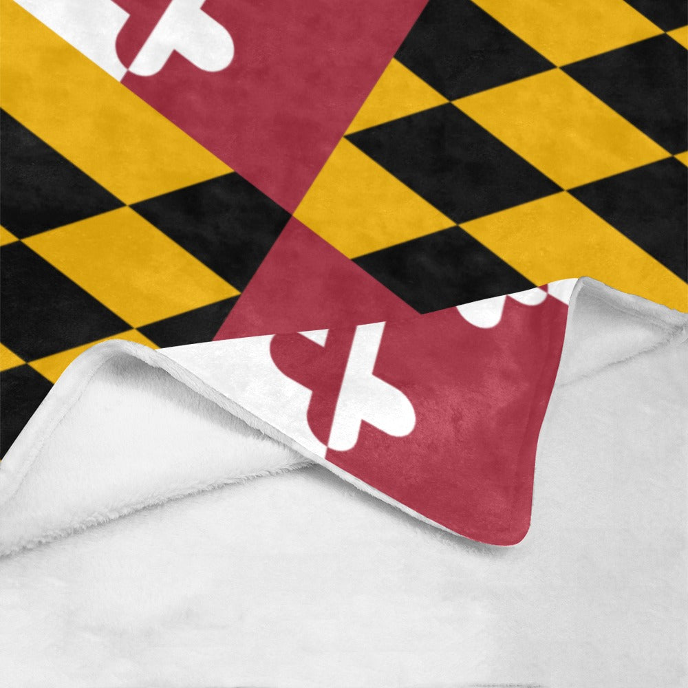 Fleece blanket with Maryland flag design by Luv My Flag.