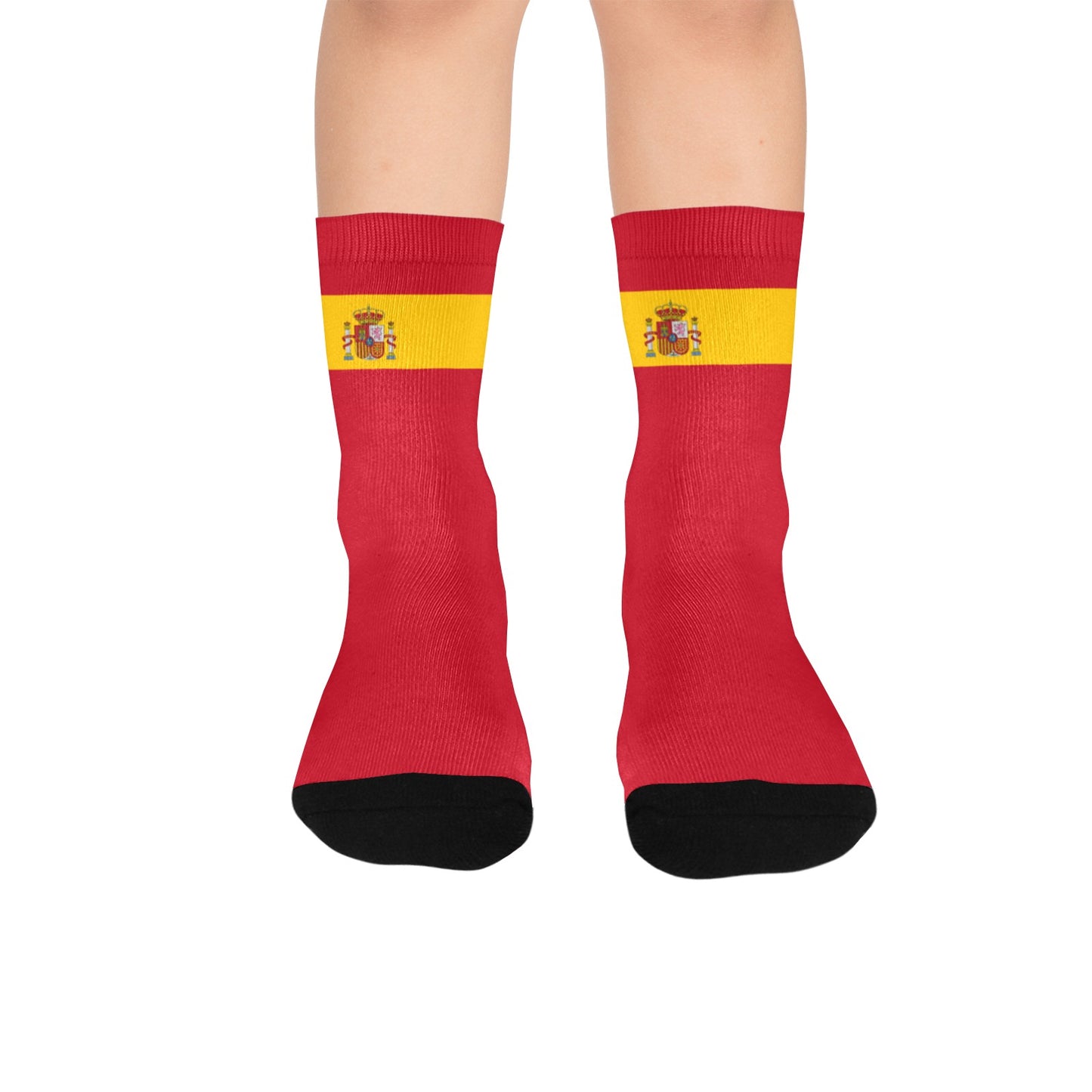 Spain Flag Inspired Kid's Custom Socks (Made in the USA)