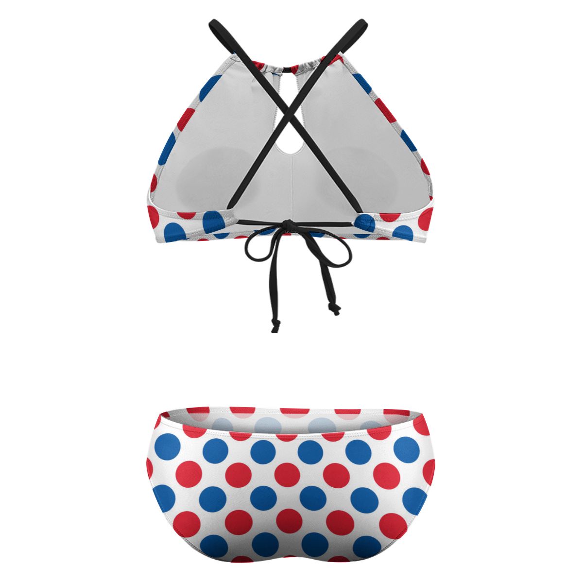 USA/American Flag Inspired Polka Dot Pattern Plus Size High Waisted Bikini