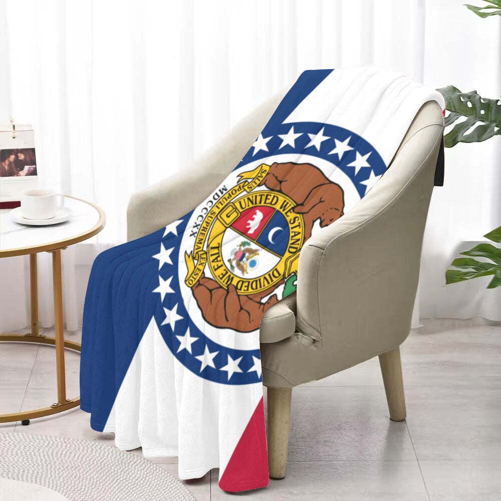 "Luv My Flag blanket featuring Missouri state flag design."