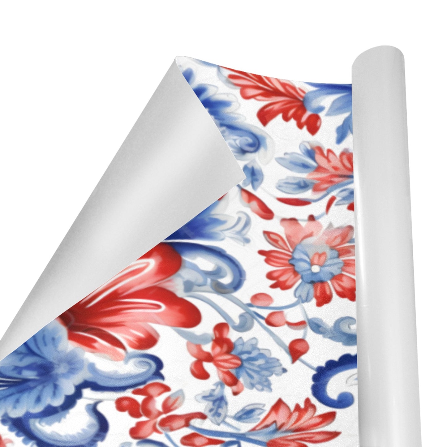 USA/American Flag Inspired Red White & Blue Floral Paisley Pattern Custom Gift Wrapping Paper 58"x 22.5" (4 Rolls)