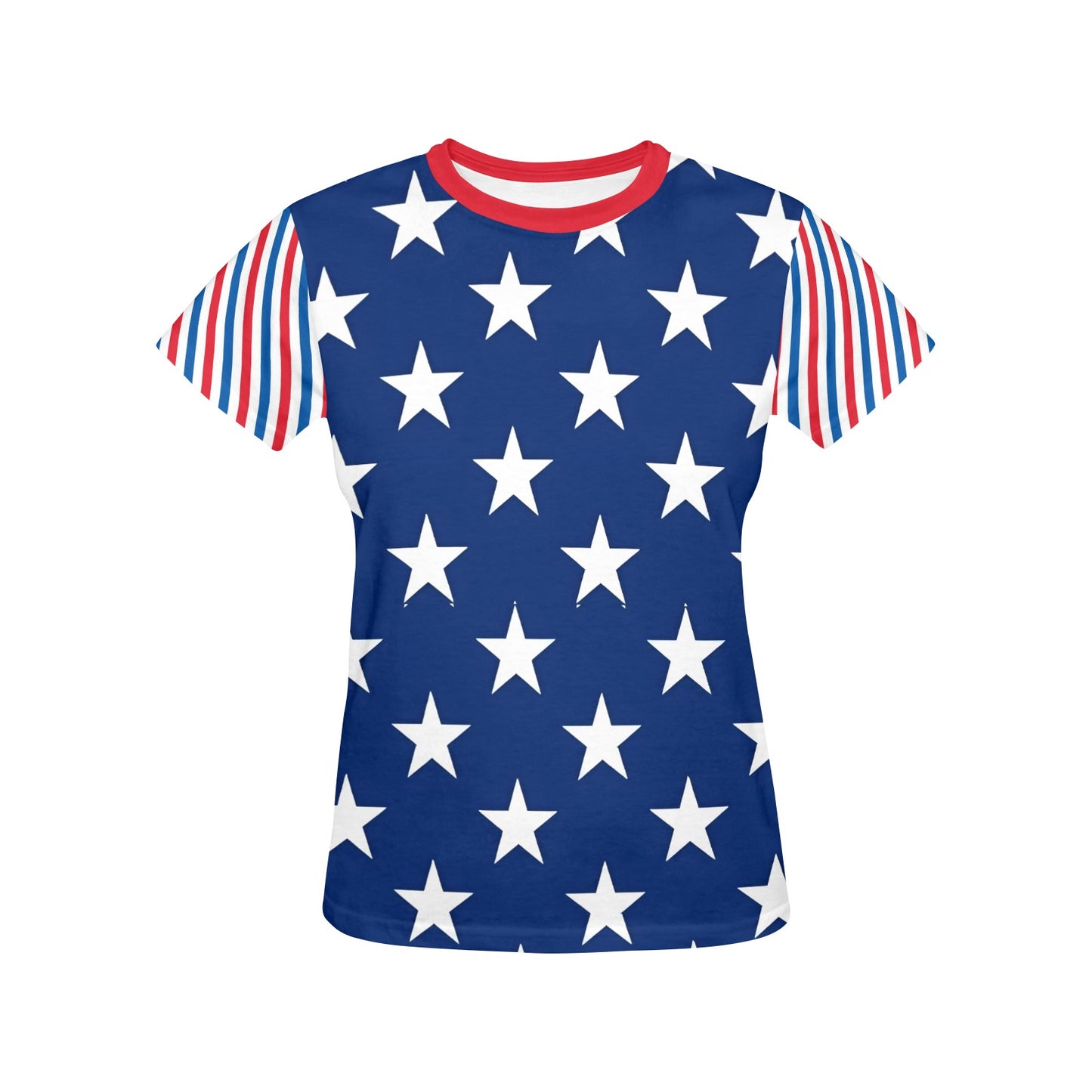 USA/American Flag Inspired Women's All Over Print Crew Neck T-Shirt(T40-2)(Made in Queens)