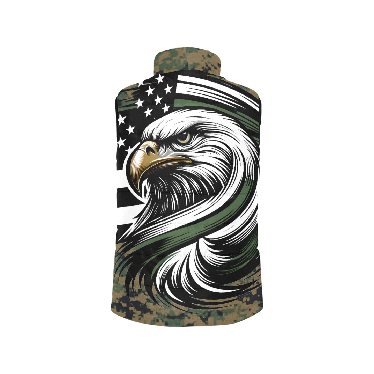 Thin Green Line Flag Inspired Eagle on Digital Camo Women's Padded Vest