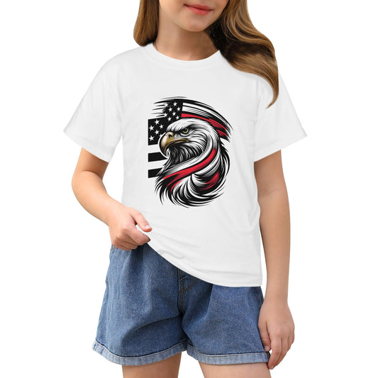 Thin Red Line Flag Eagle Girls T-Shirt Made in the USA