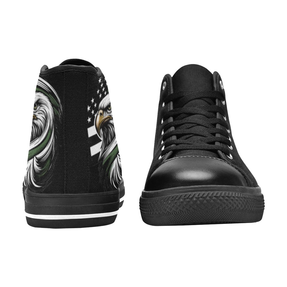 Thin Green Line Eagle Mens High Top Canvas Shoes