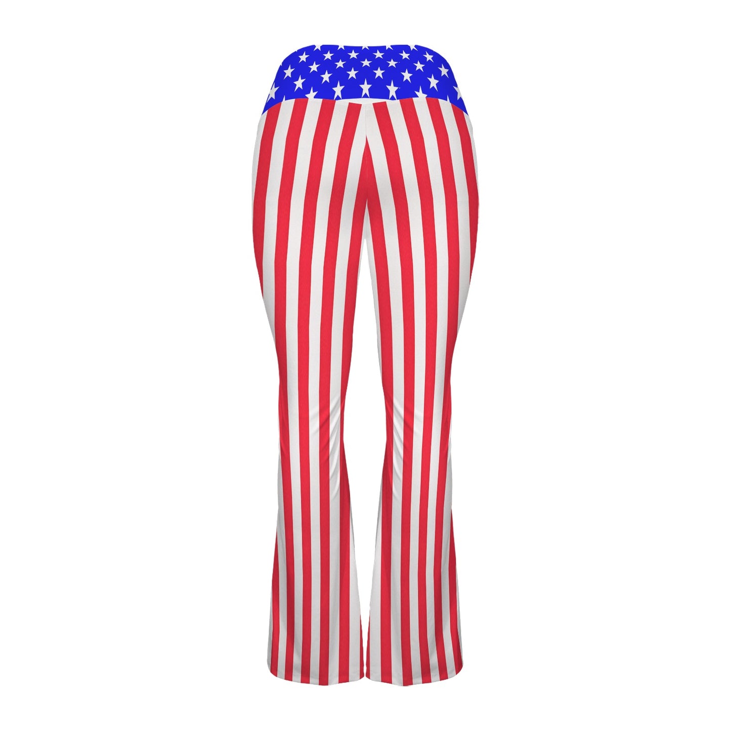 USA/American Flag Inspired Women's V-Crossover High Waisted Flare Leggings