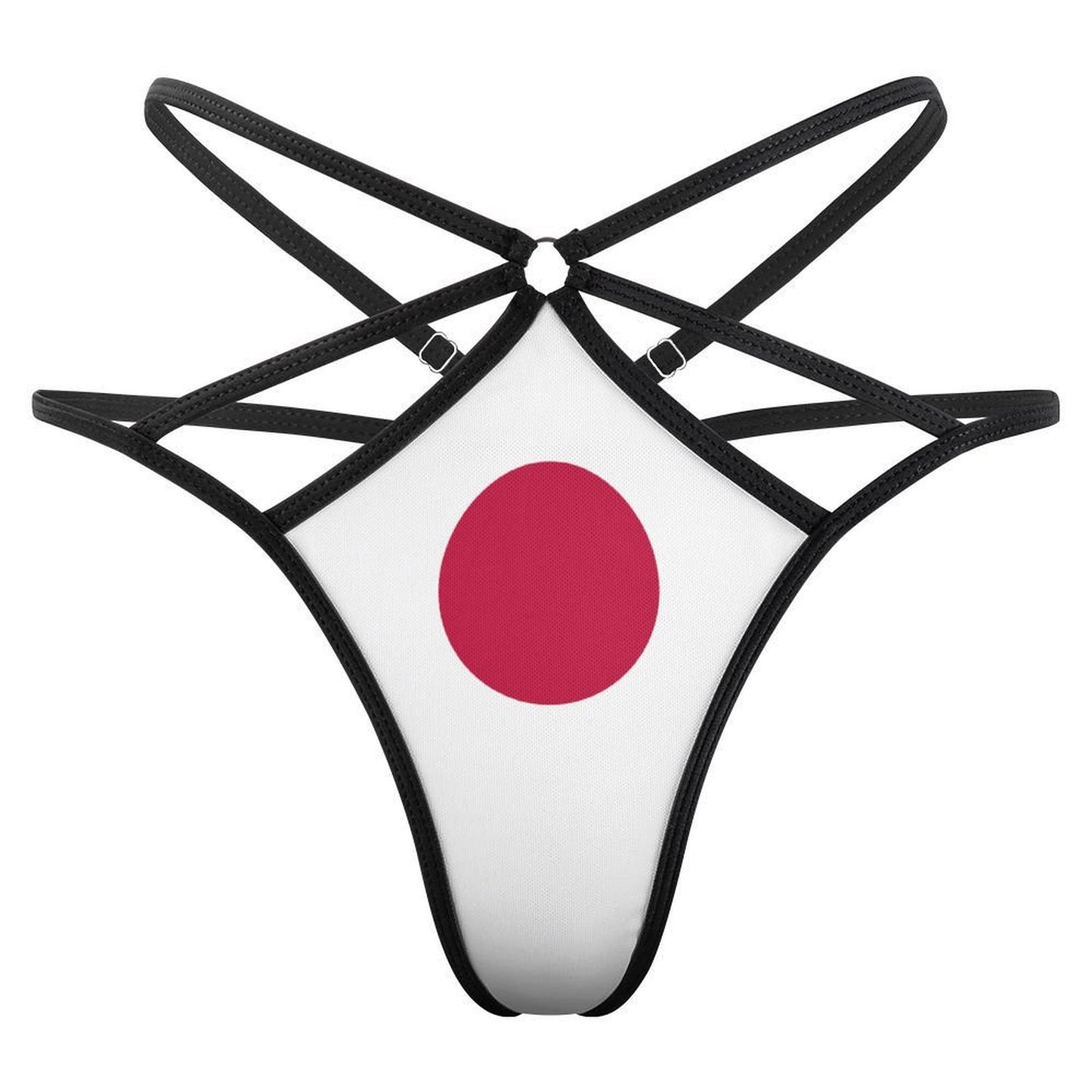 Strappy underwear with Japanese flag design by [Brand].