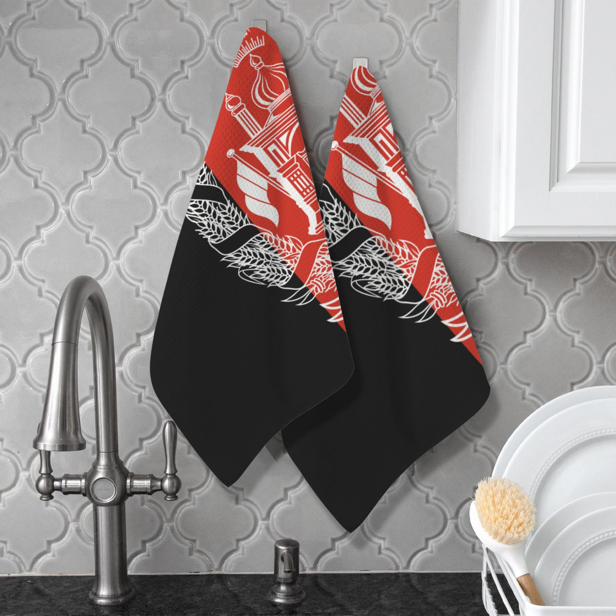 Afghanistan Flag Inspired Kitchen Towel 40X60cm (Pack of 2) | Printed In the USA
