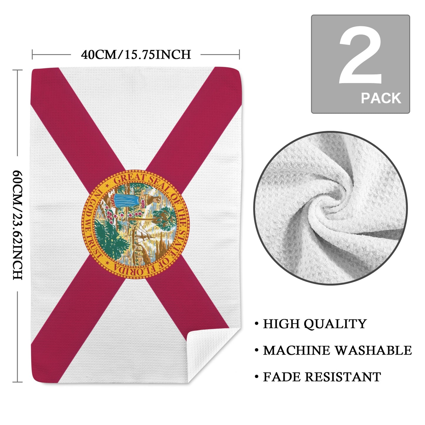 Florida Flag Inspired Kitchen Towel 40X60cm (Pack of 2) (Made in the USA)