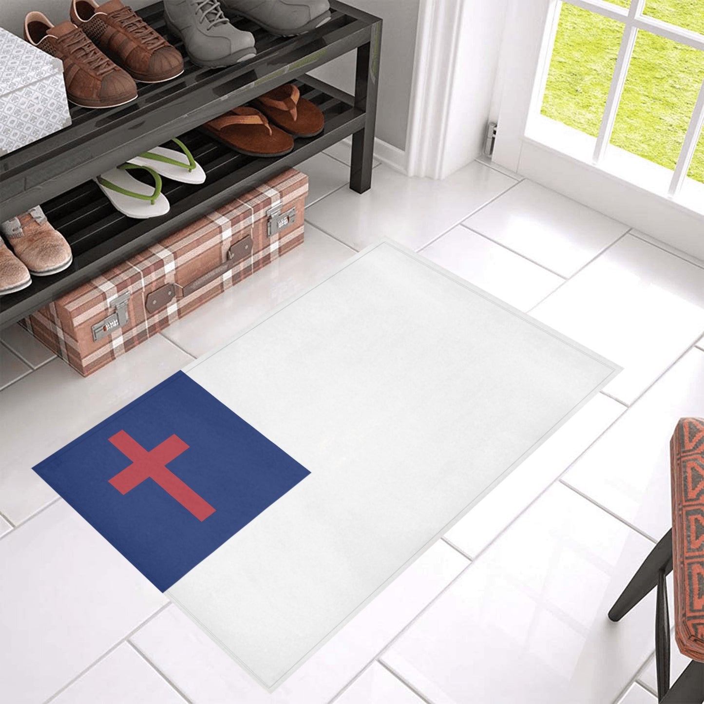 Christian Flag Inspired Doormat 30" x 18" (Sponge Material)