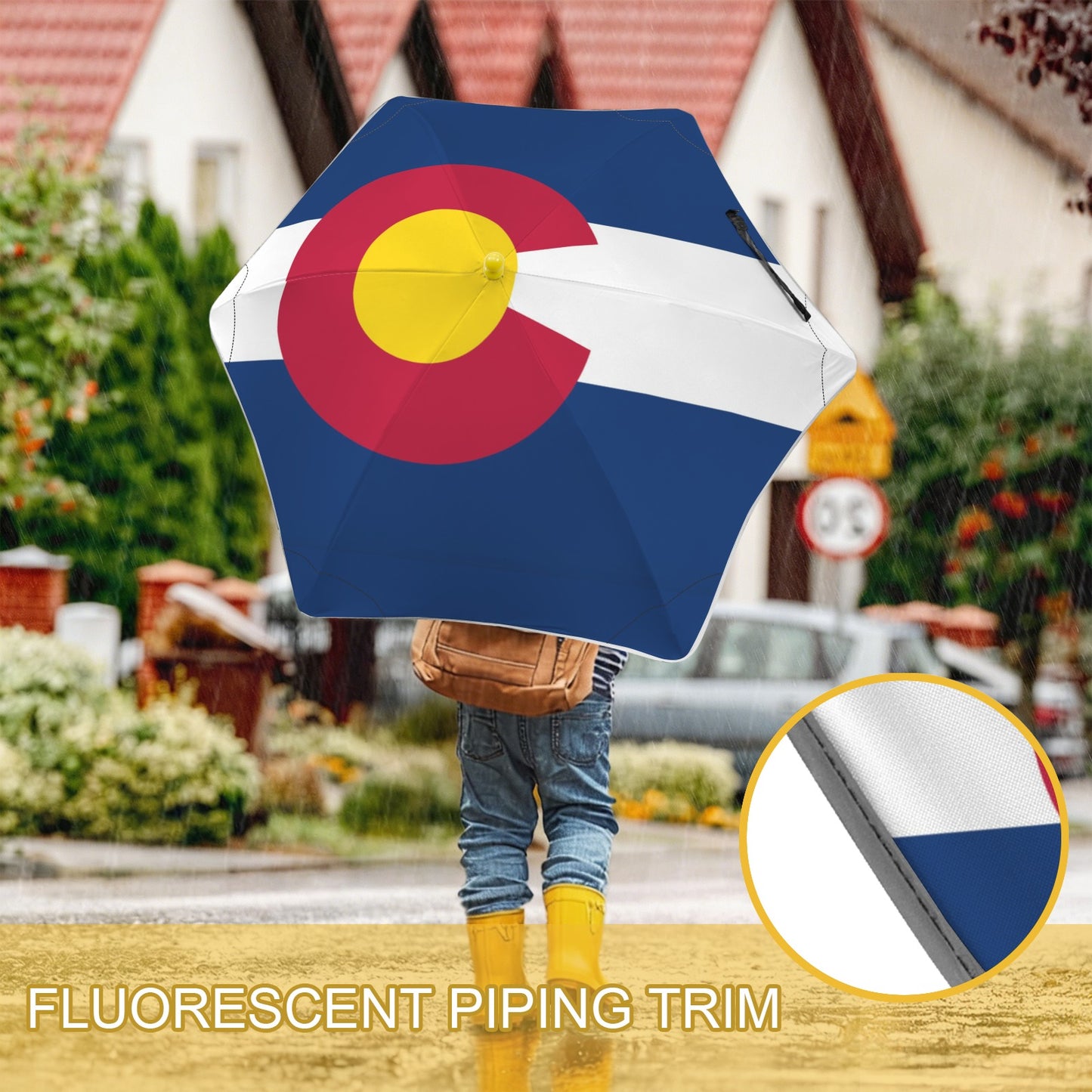Colorado Flag Inspired Kids Safe Round Corner Umbrella