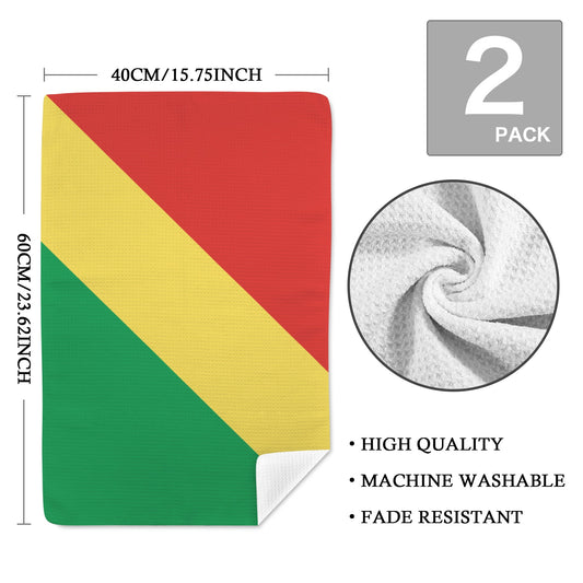 Republic of the Congo Inspired Flag Kitchen Towel 40X60cm (Pack of 2) | Printed In the USA