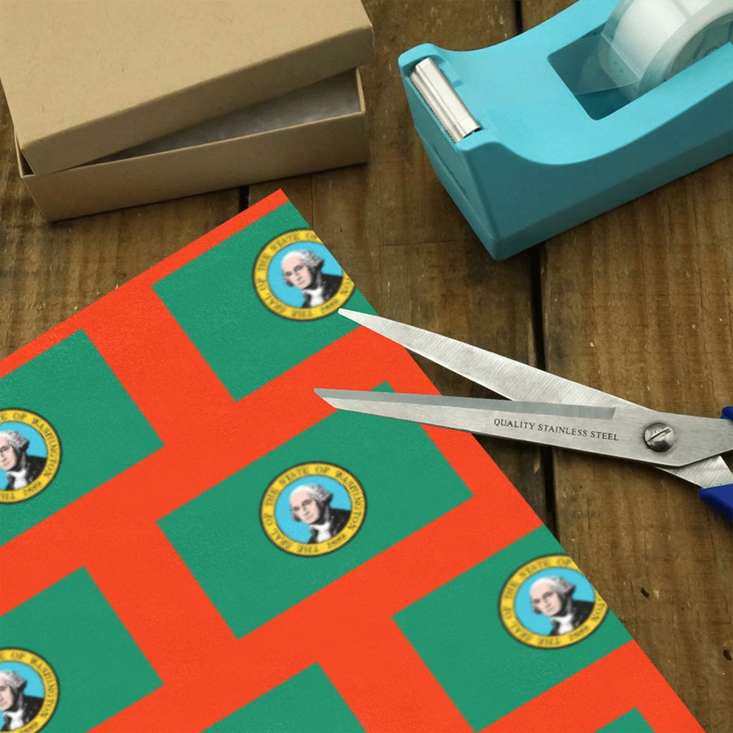 Washington Flag Inspired Custom Gift Wrapping Paper 58"x 22.5" (4 Rolls)