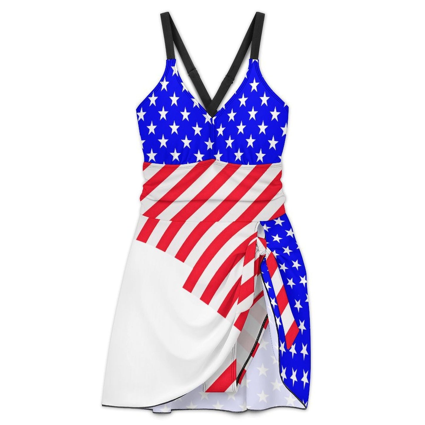 USA/American Flag Inspired 3 Women's Hem Tie One-piece Swimsuit