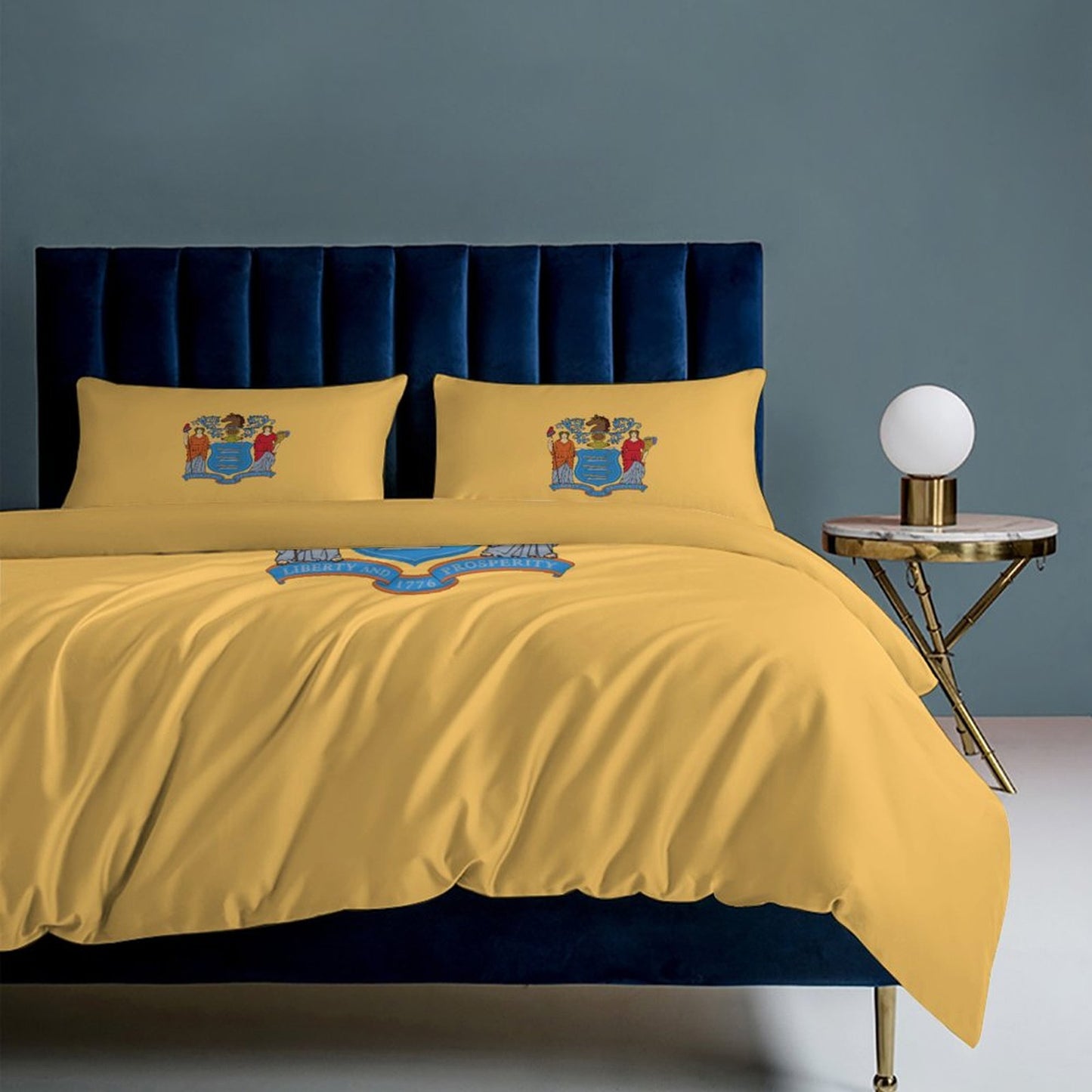 New Jersey Flag Inspired 3-Piece Bedding Set (1 Duvet Cover + 2 Pillow Shams) – 102"×90"