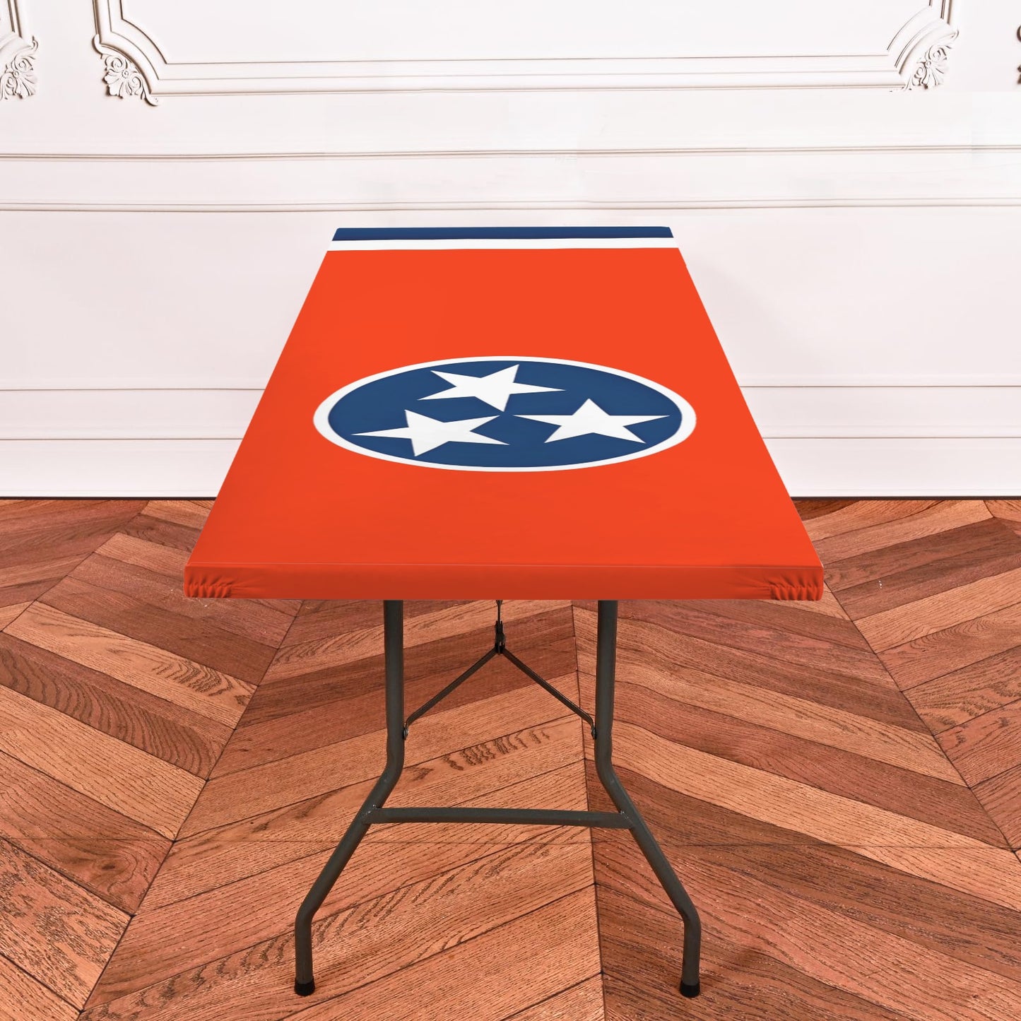 Tennessee Flag Inspired Custom Elastic Fitted Tablecloth 72x30 inch (Made in the USA)