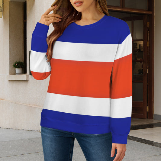 Costa Rica Flag Inspired Women's Crew Neck Sweater Printed in the USA