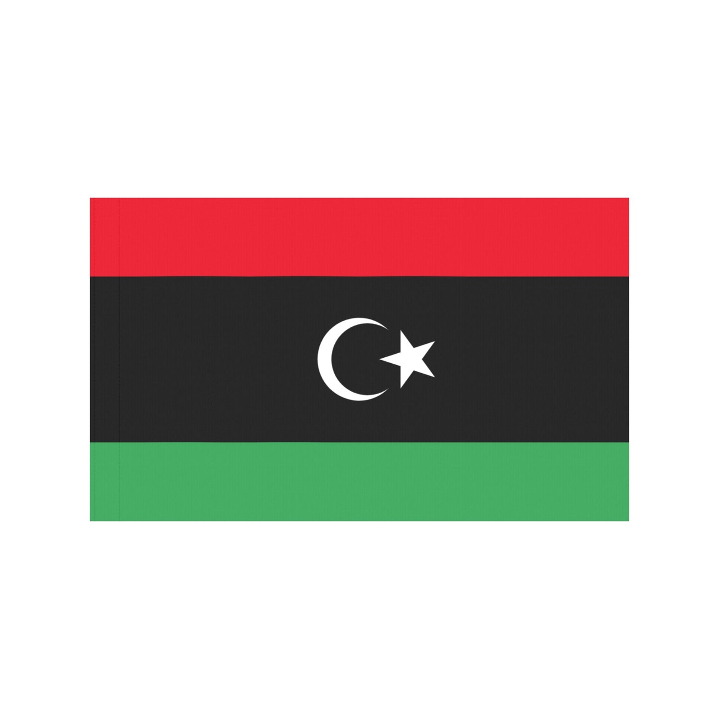 Libya flag by Luv My Flag: red, black, green stripes.